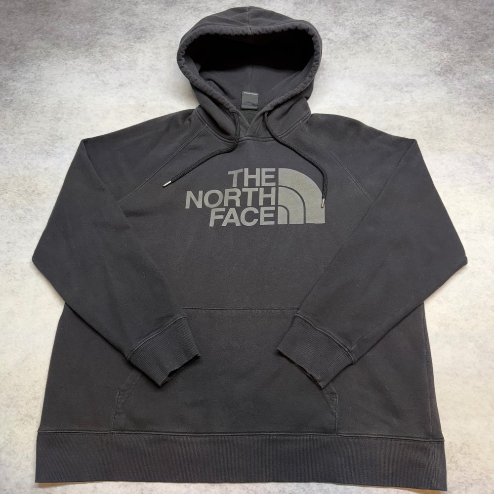 The North Face Half Dome Logo Womens XL Black Pullover Graphic Hoodie Sweatshirt